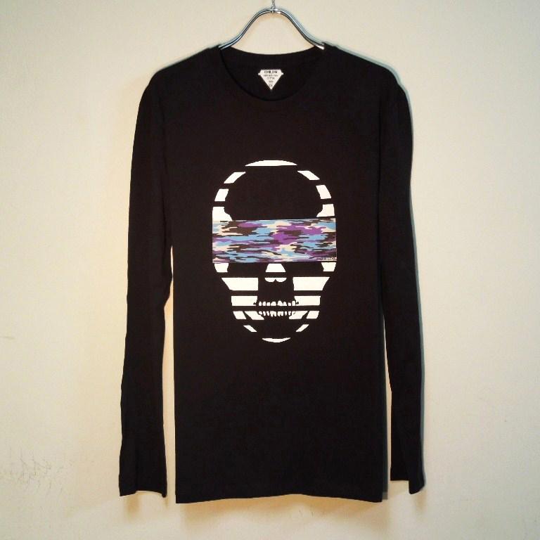 Skull camouflage Blue �� black Long T-shirt black