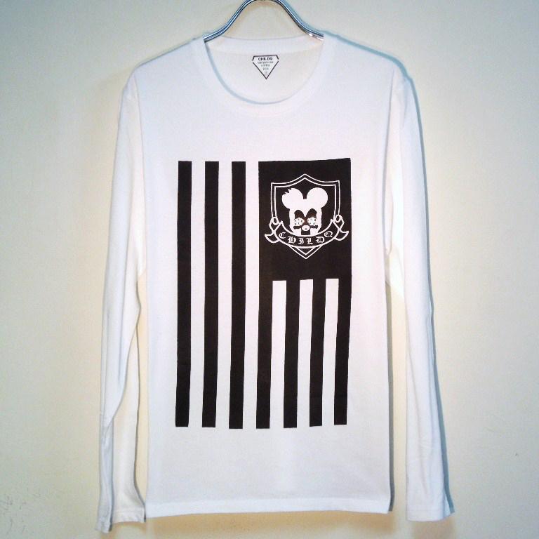US Skull mouse Swarovski Long T-shirt White
