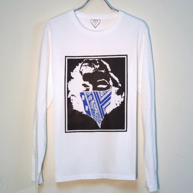 Marilyn bandana Swarovski Long T-shirt white �� blue