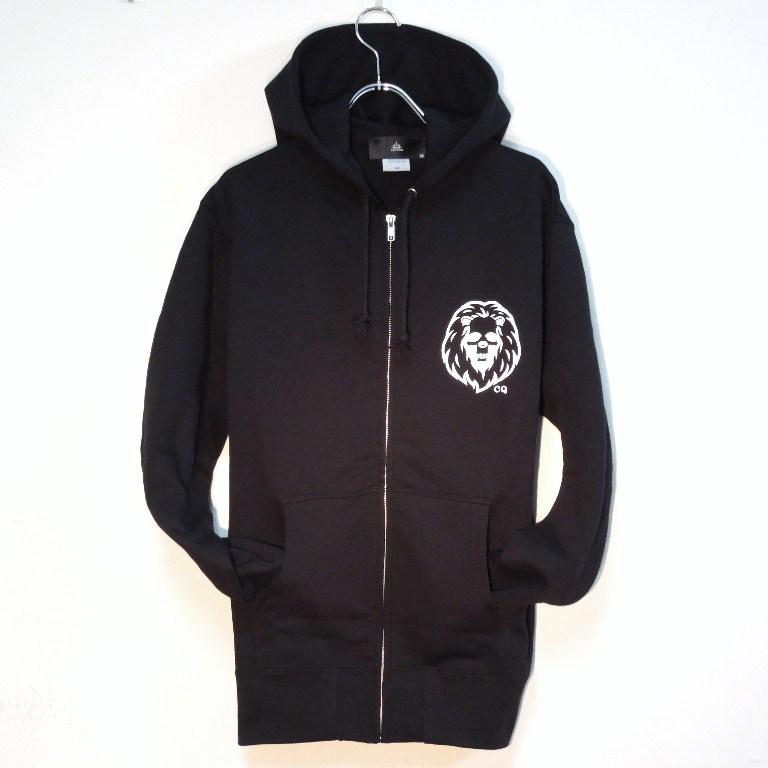 Skull Lion Swarovski zip-up Parka black
