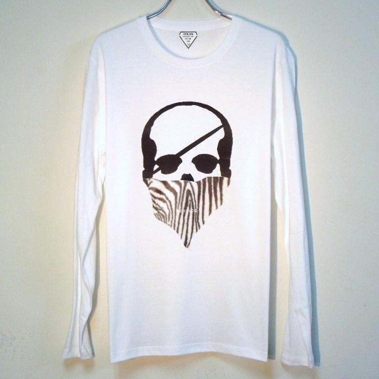 Skull Bandana Zebra Long T-shirt White