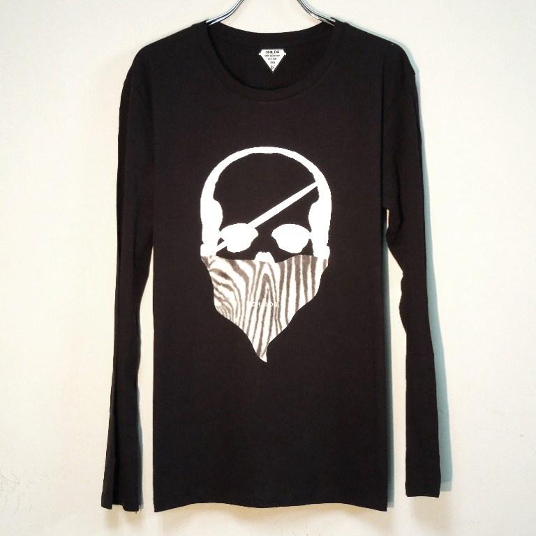 Skull Bandana Zebra Long T-shirt Black