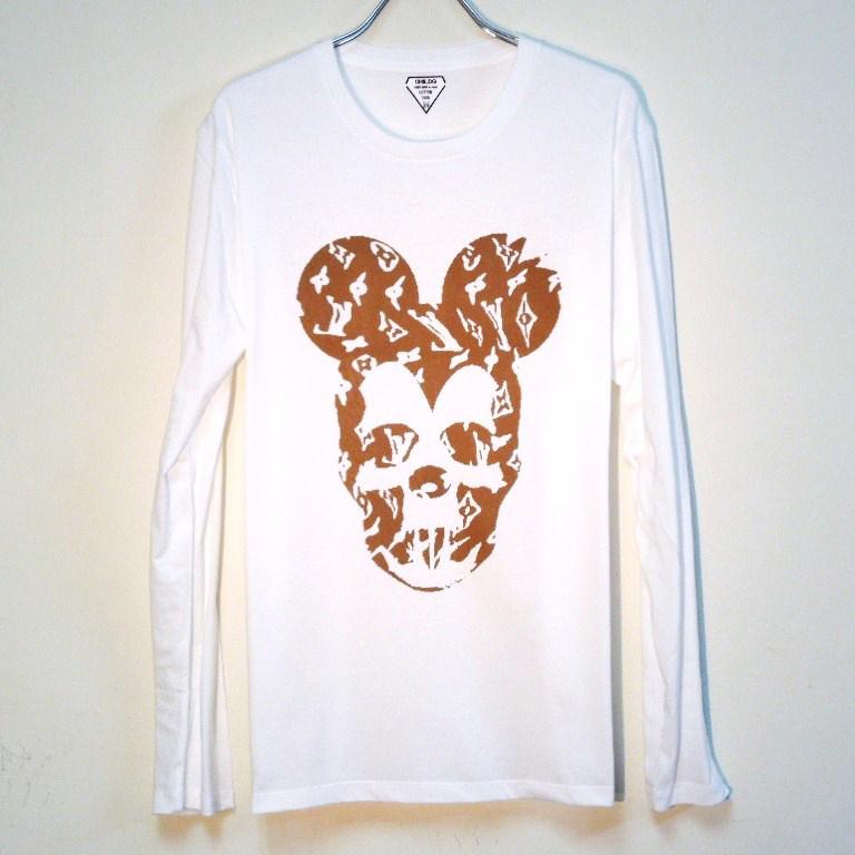 Skull mouse Rivas Monogram Long T-shirt White