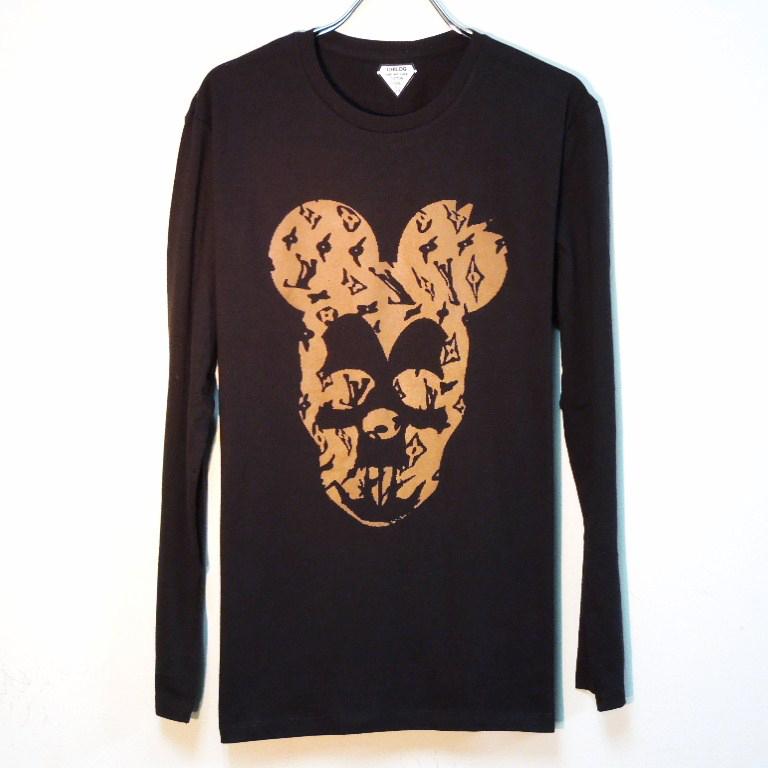 Skull mouse Rivas Monogram Long T-shirt Black