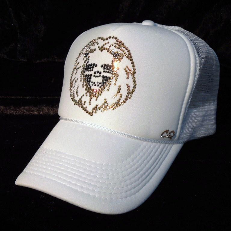 Skull Lion Swarovski cap White��Gold