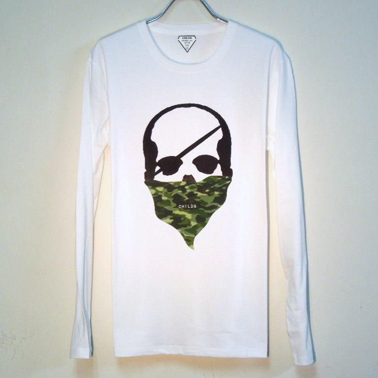 Skull Green camouflage bandana White