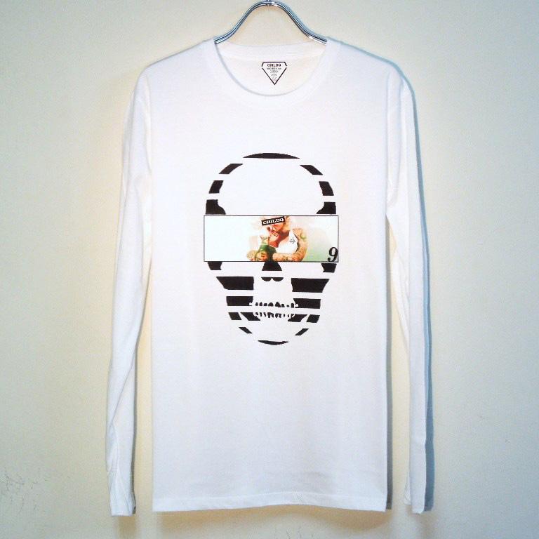 Skull Tattoo Girl NO.�� Long T-shirt White