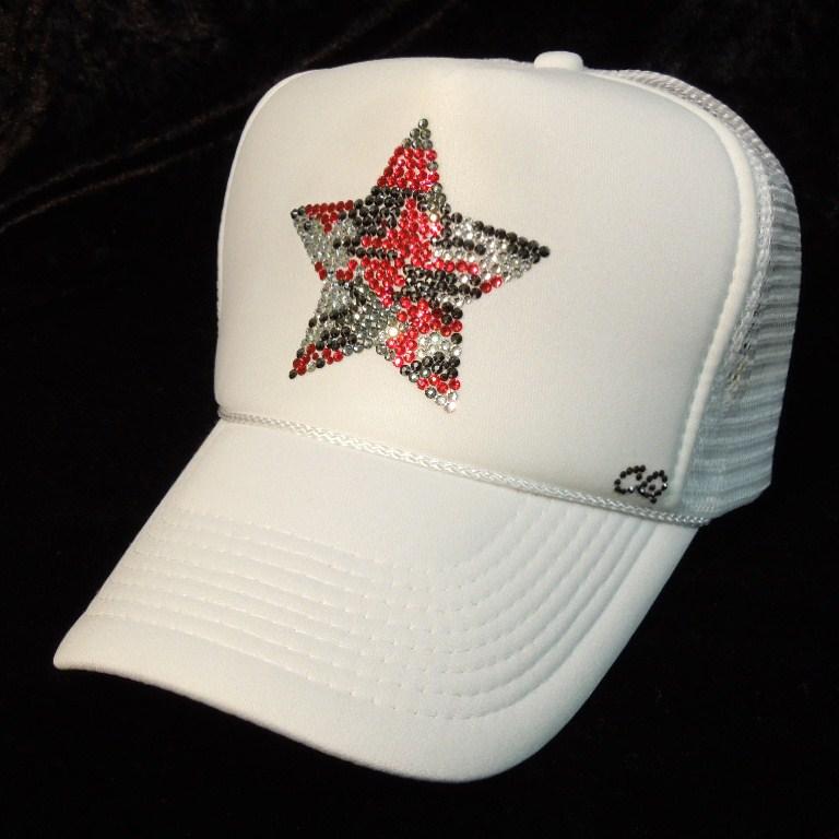Star Camouflage Swarovski Cap White��Red