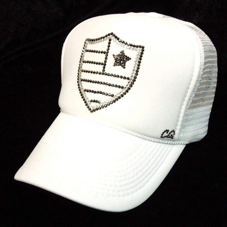 Emblem US Swarovski cap White