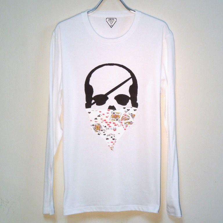 Skull bandana Trump Pattern Long T-shirt White