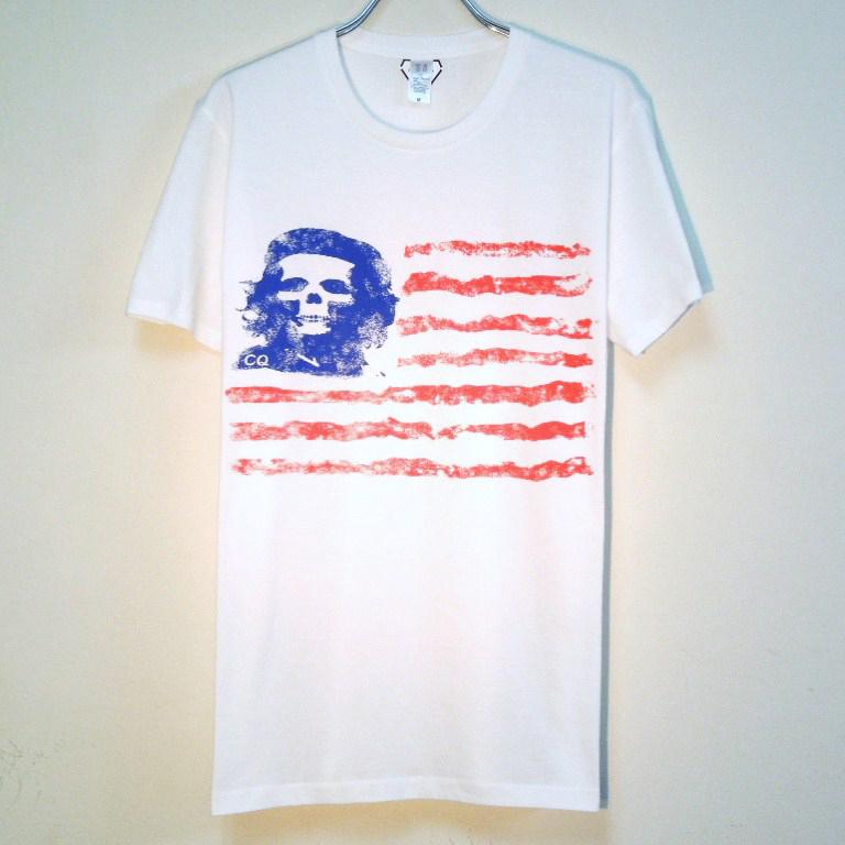Skull Guevara US flag T-shirt White