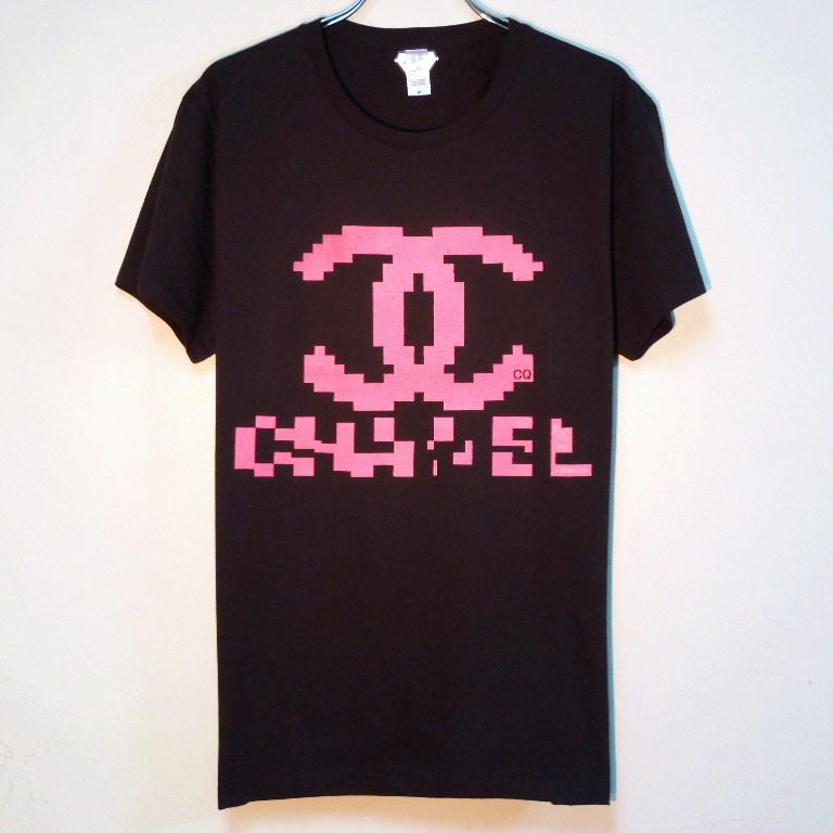 Mosaic parody T-shirt��Black��Pink