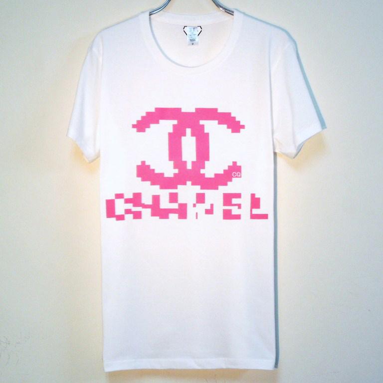 Mosaic parody T-shirt white��Pink