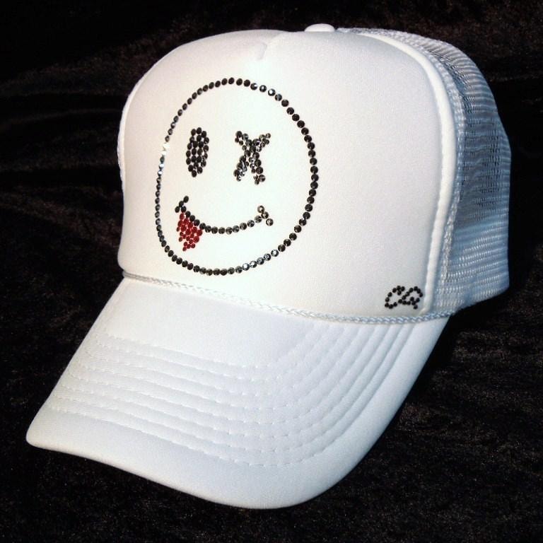 Killer Smiley Swarovski cap white