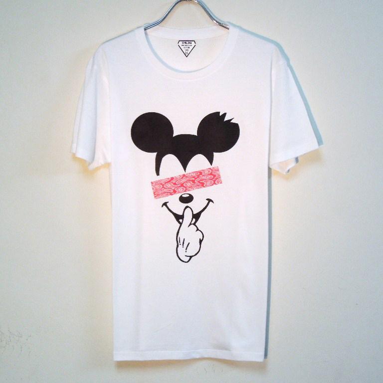 Secret mouse Swarovski T-shirt White & Paisley Red