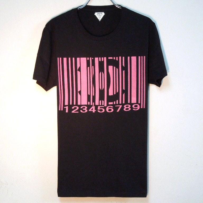 Parody bar code T-shirt black��pink