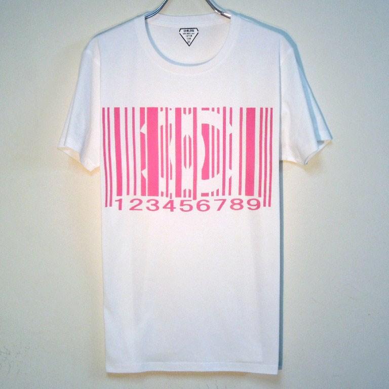 Parody bar code T-shirt White��pink
