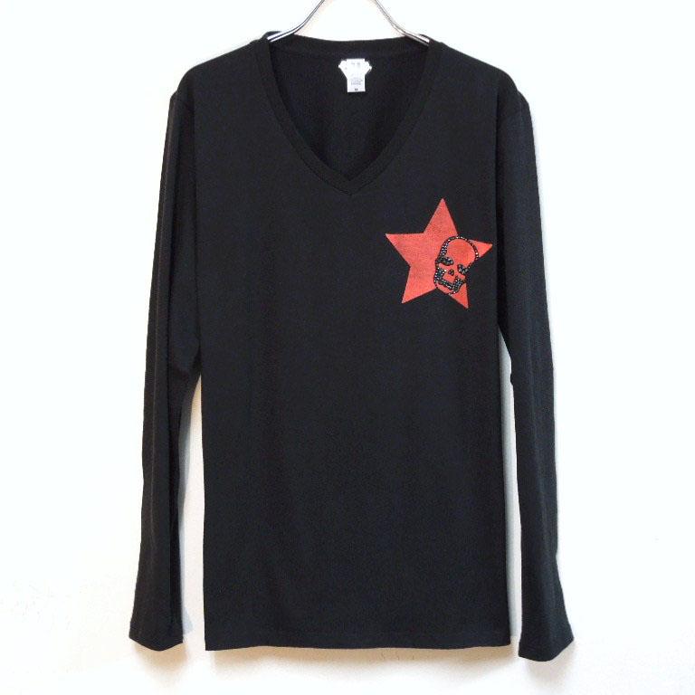 Stars Skull Swarovski LongT-shirt Black��Red