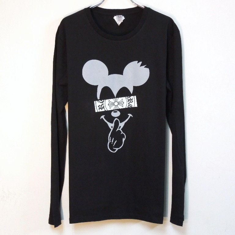 Secret mouse Cross Swarovski Long T-shirt Black
