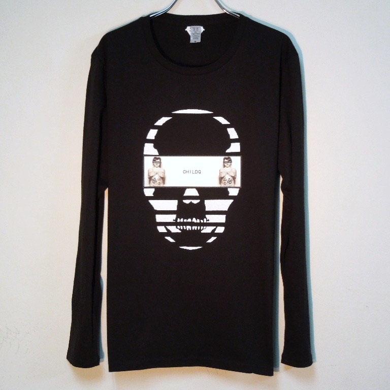 Skull Tattoo Girl NO.��6 T-shirt��Black