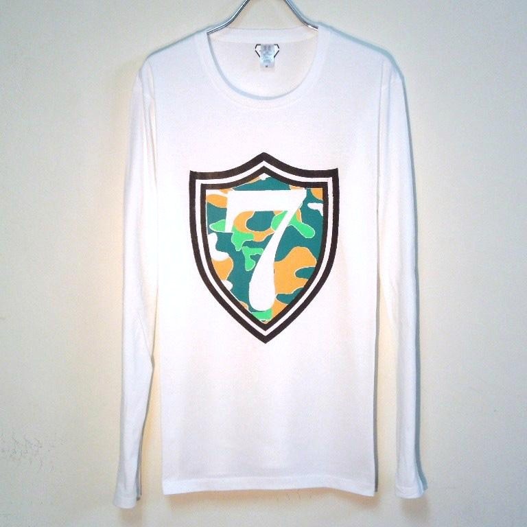 Emblem Seven Camouflage Long T Shirt White