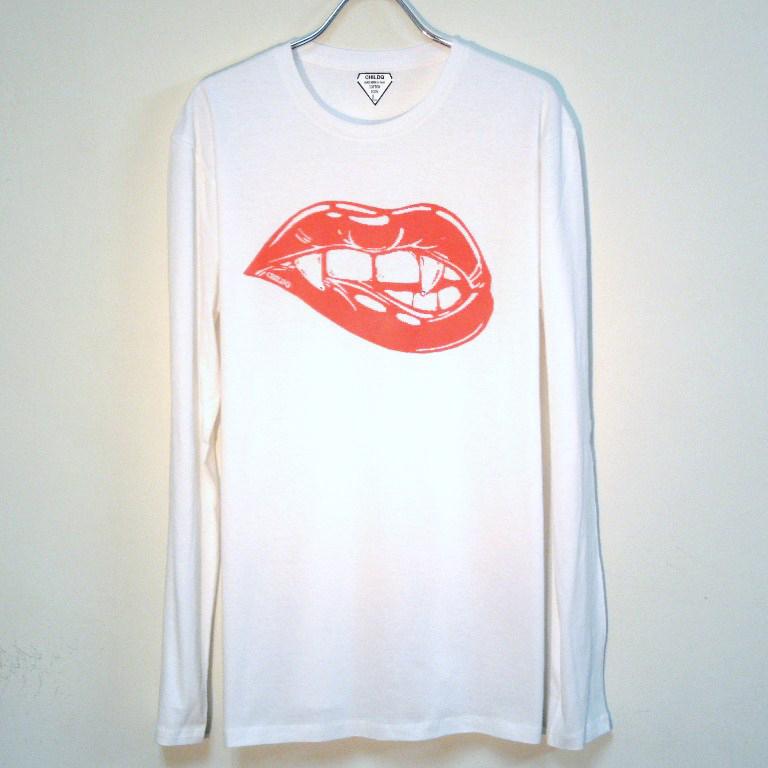 Lip Killer Swarovski Long T Shirt White