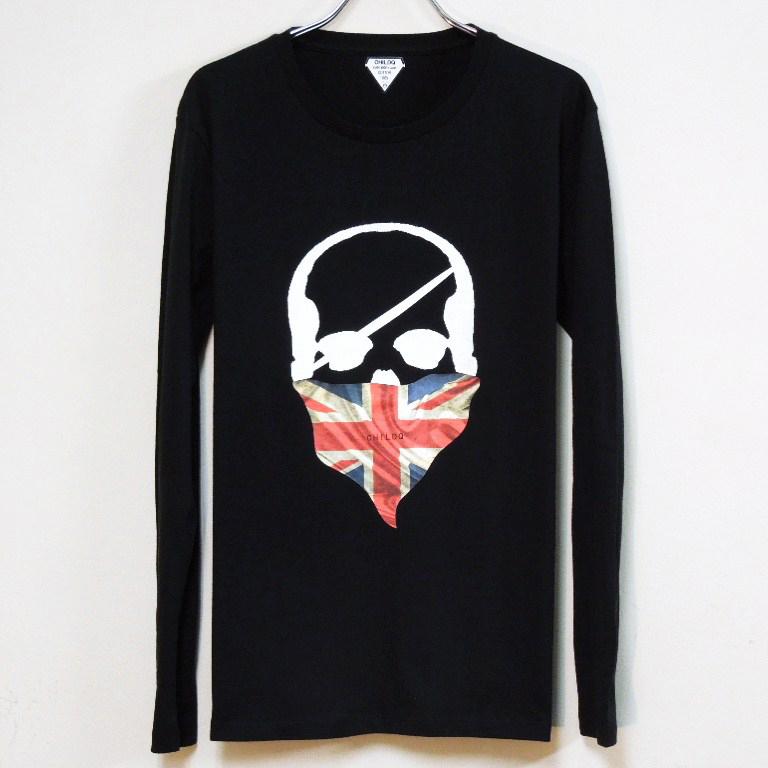 Skull bandana British flag Long T-shirt B��ack