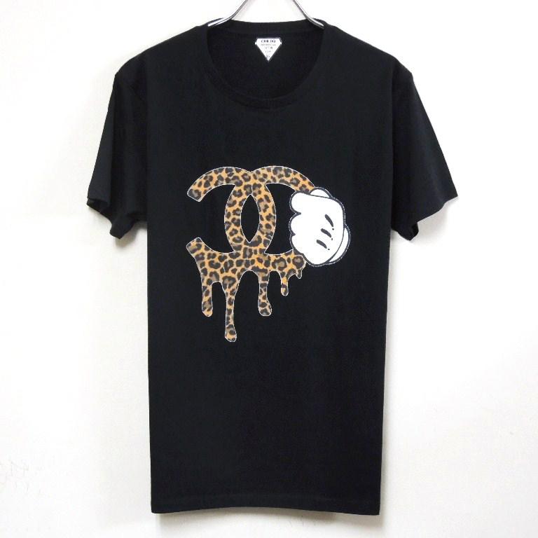 Parody One Hand Swarovski T Shirt Black��Leopard