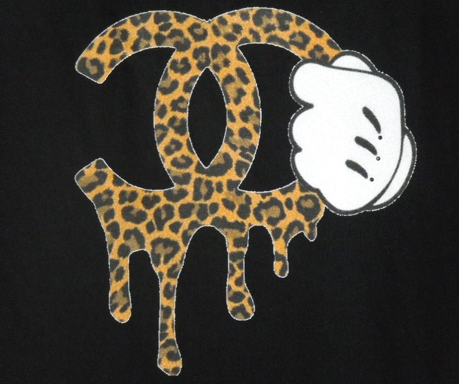 Parody One Hand Swarovski T Shirt Black��Leopard