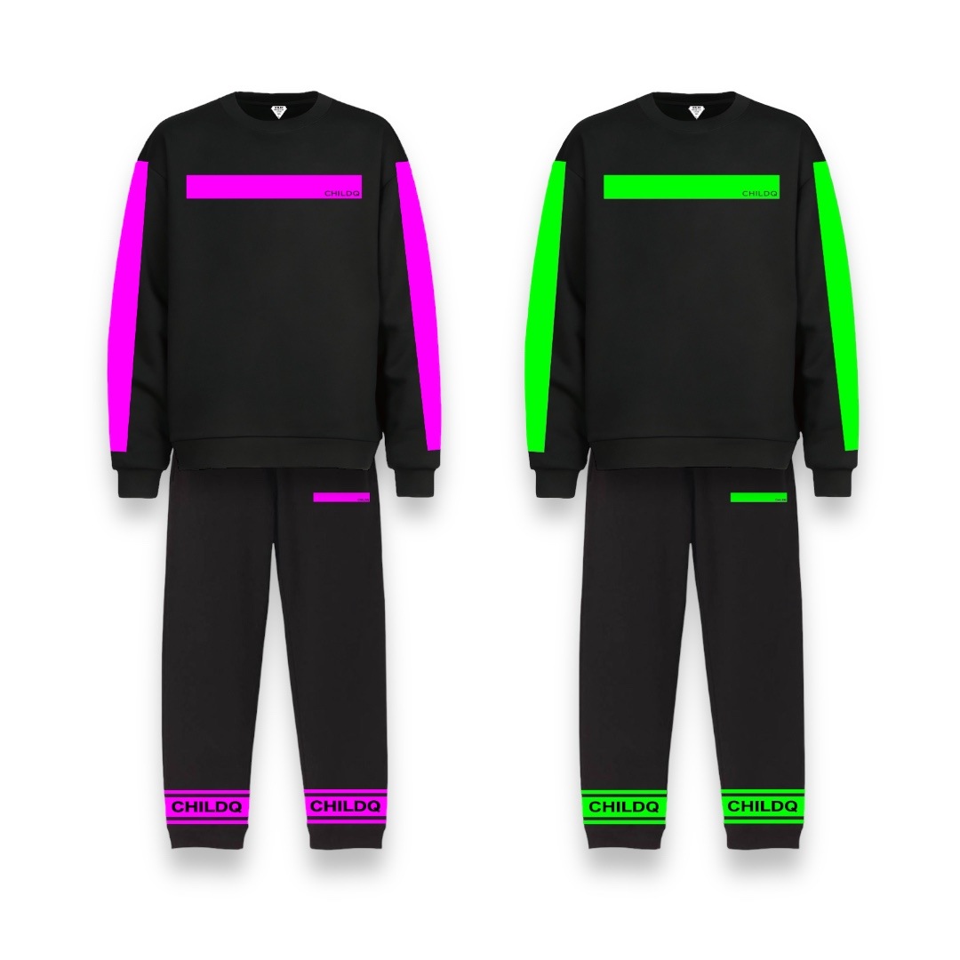 Vivid Pink Line set Black