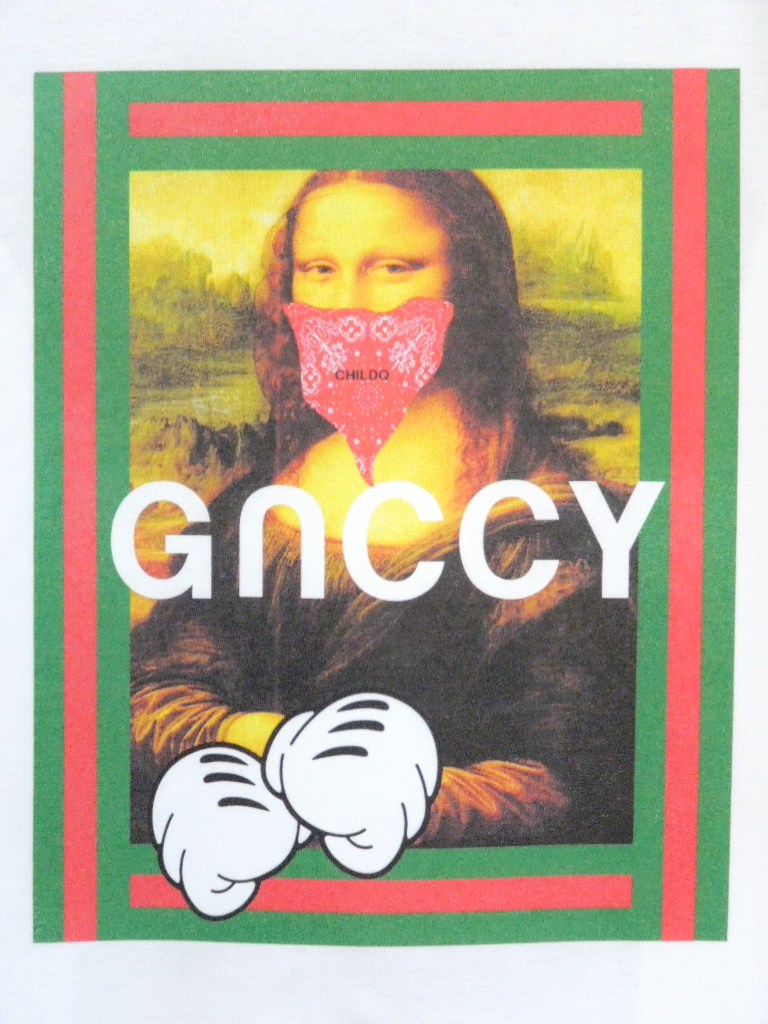 Mona Lisa Green Red Line T-shirt white
