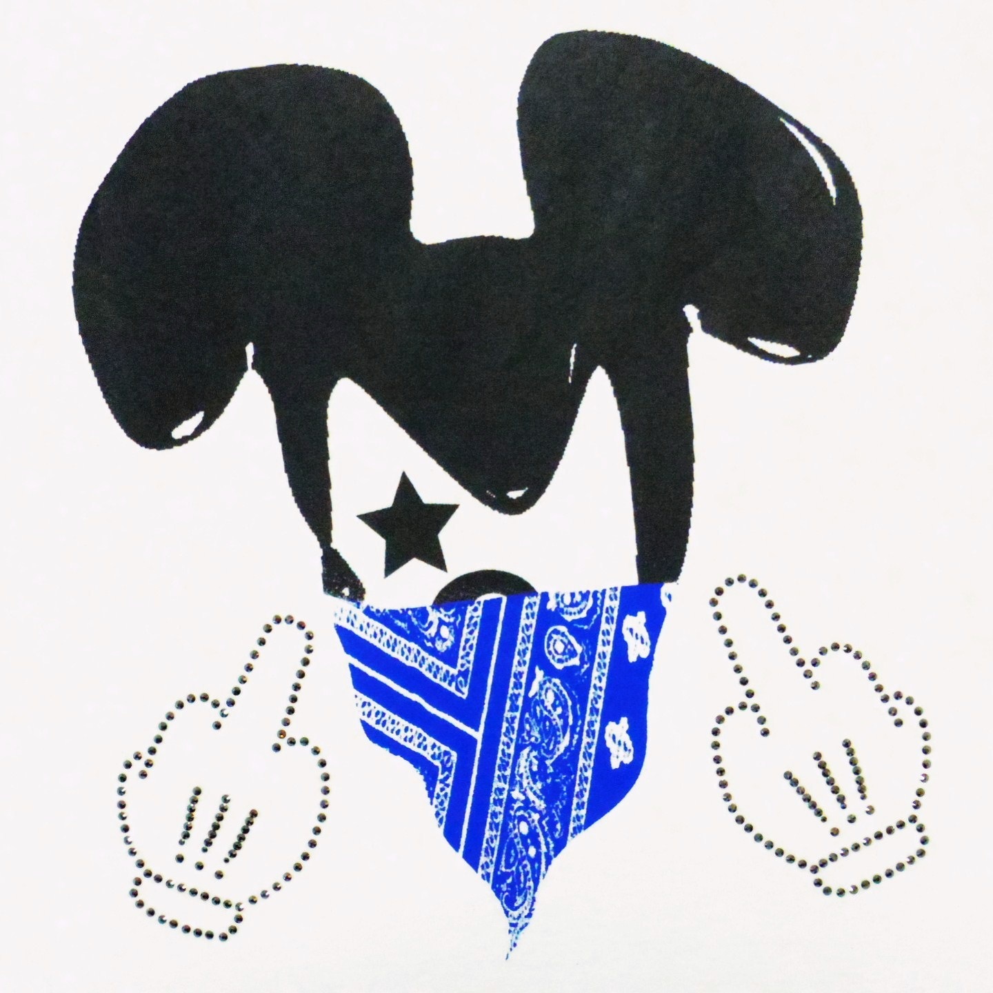 Gangster mouse Swarovski T-shirt White��Blue