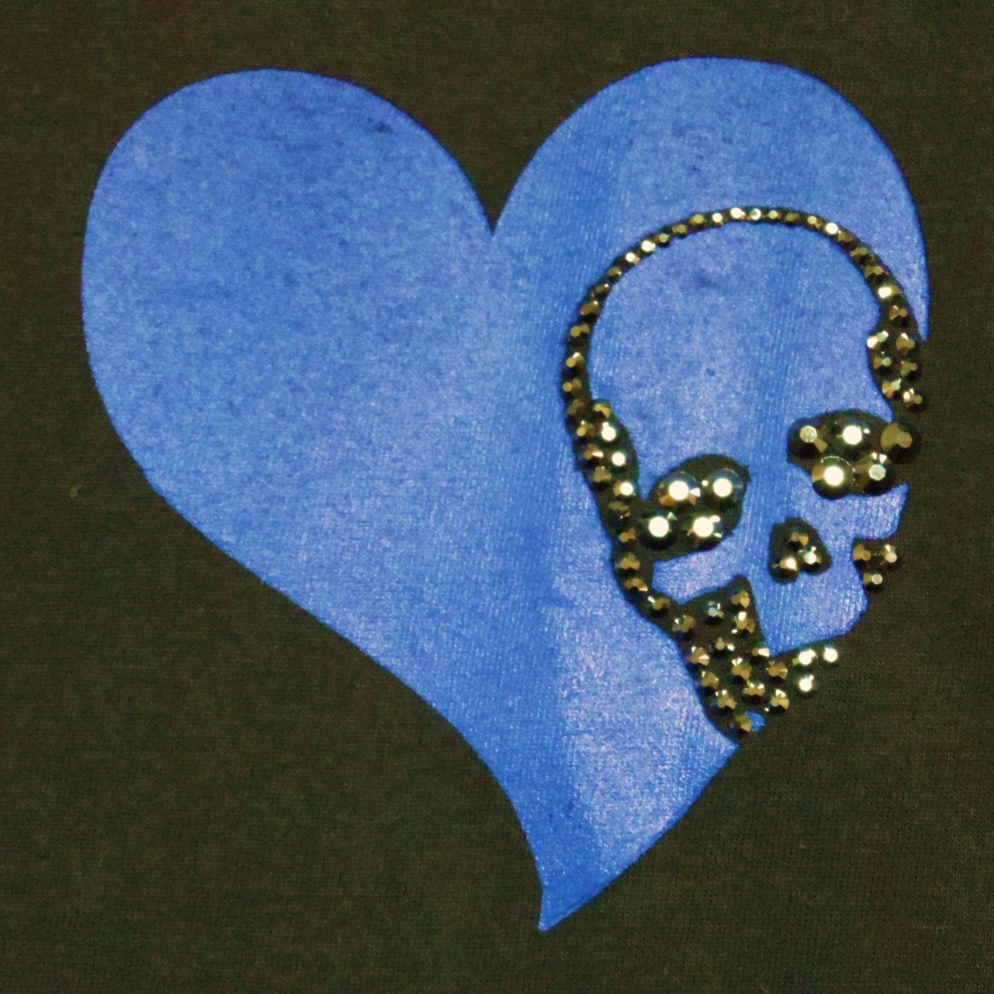 Swarovski Skull Heart T-shirt��Black��blue