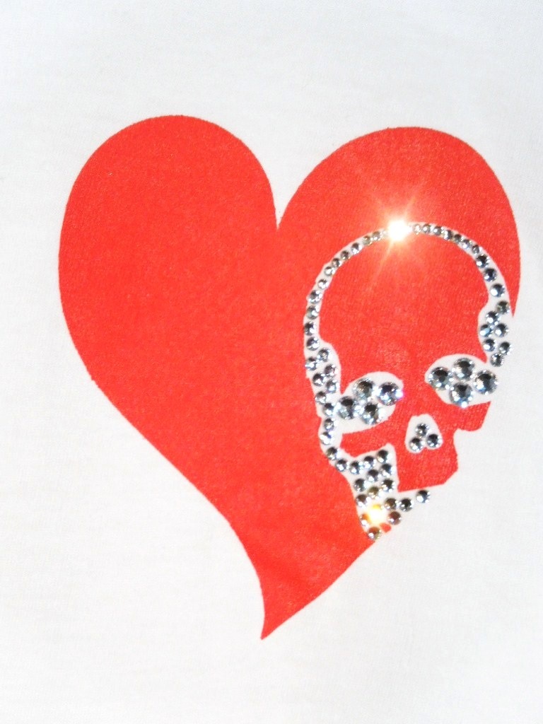 Swarovski Skull Heart T-shirt��White�ߣң��