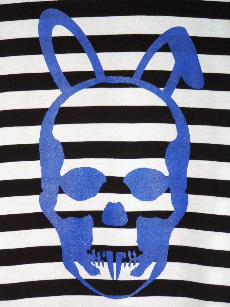 Skull Bunny Border T-shirt  Blue