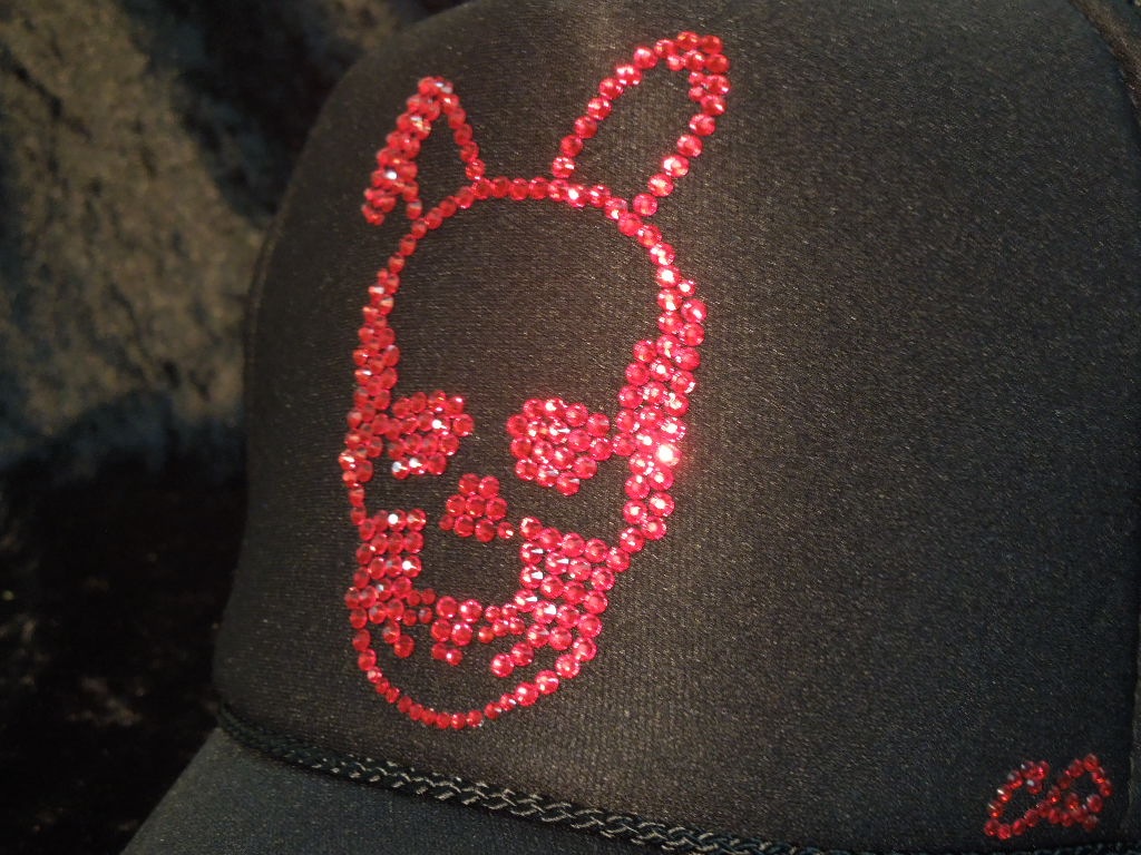 Skull Bunny Swarovski cap Black��Red