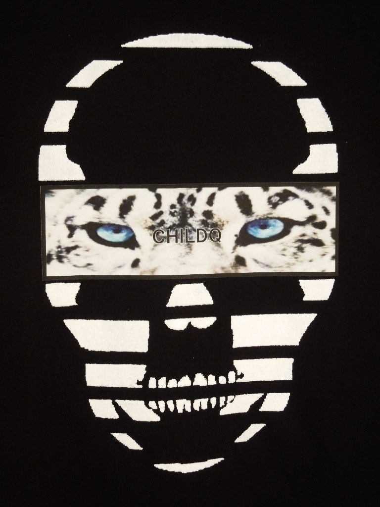 Skull White Tiger T-shirt  Black��