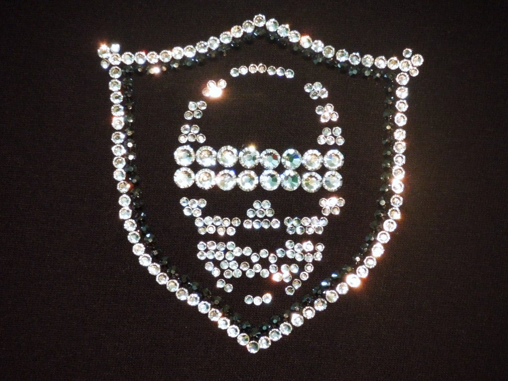 Skull emblem Swarovski T-shirt��Black