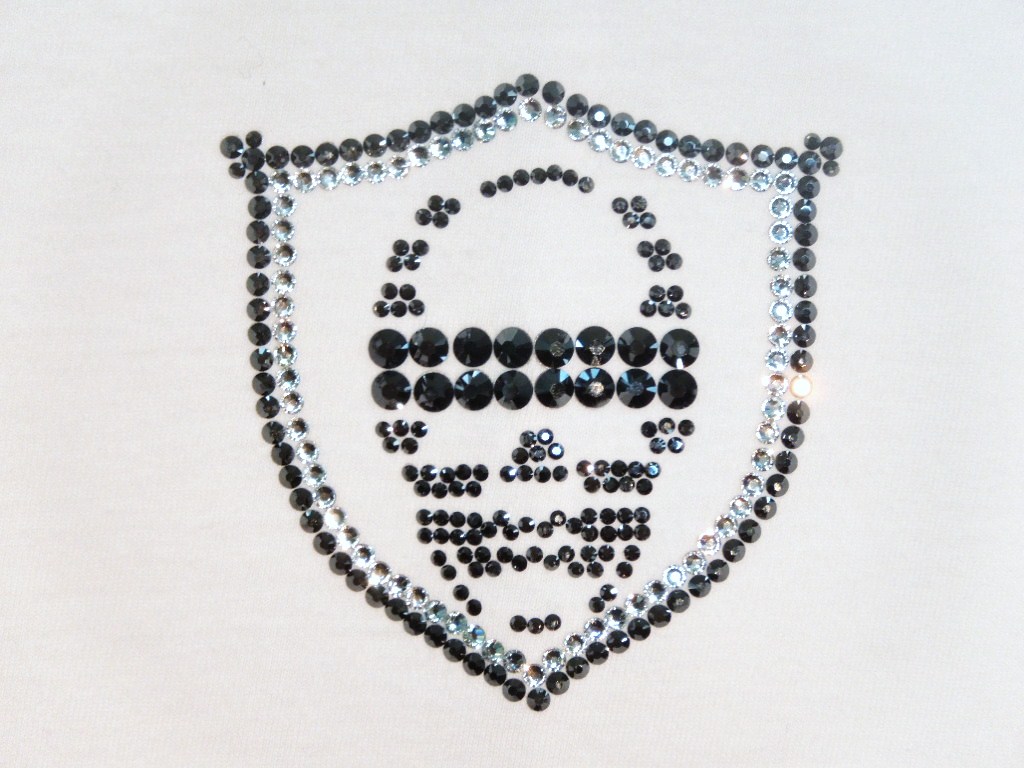 Skull emblem Swarovski T-shirt��white