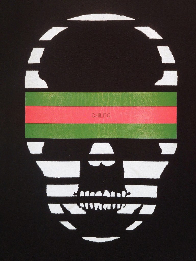 Skull Green Red Line T-shirt black