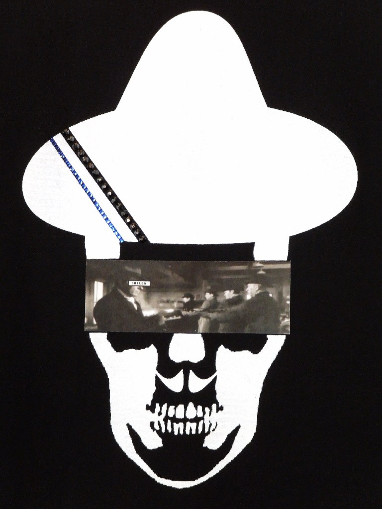 Skull Hat Mafia Swarovski Long T-shirt Black