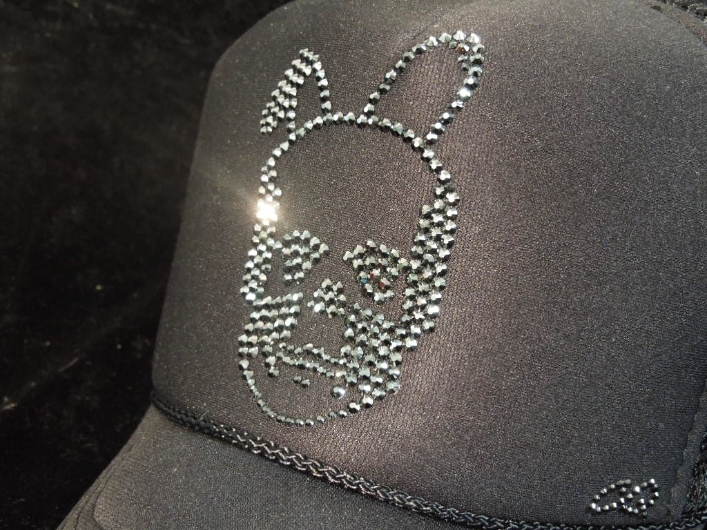 Skull Bunny Swarovski cap��Black��Black