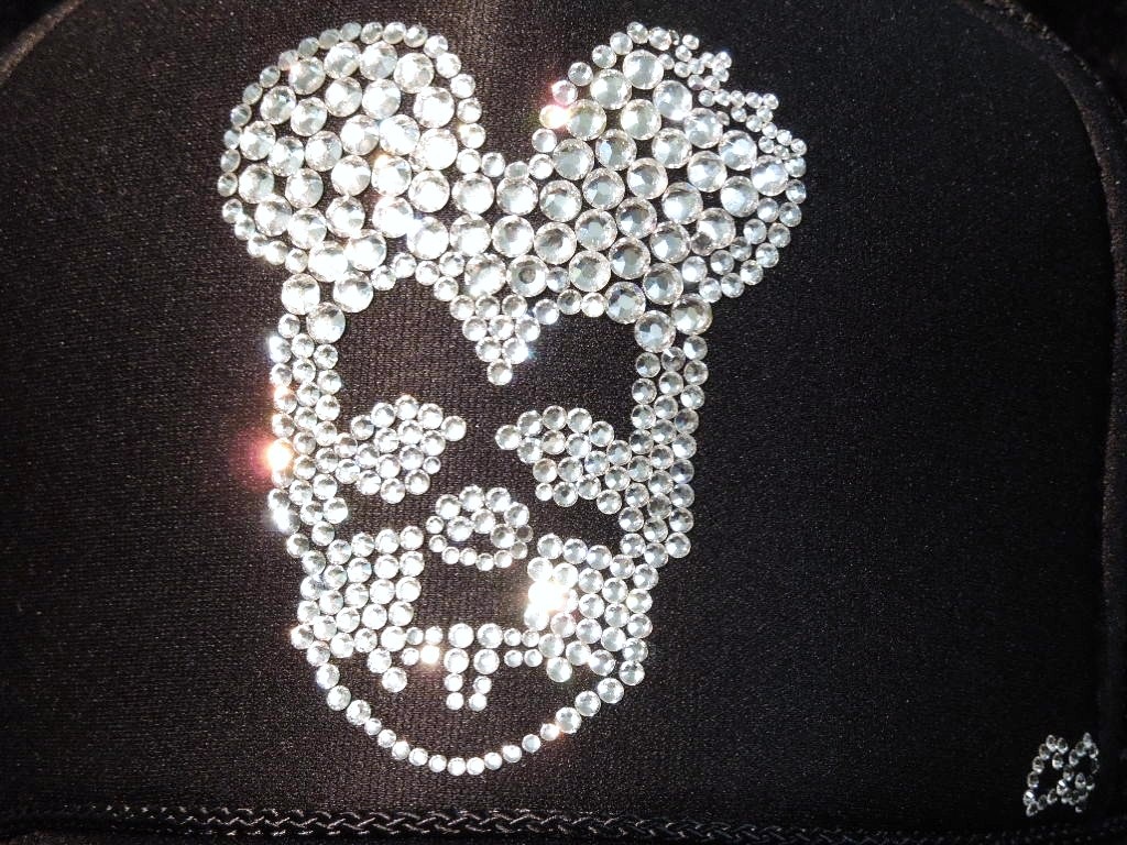 Skull mouse Swarovski cap black
