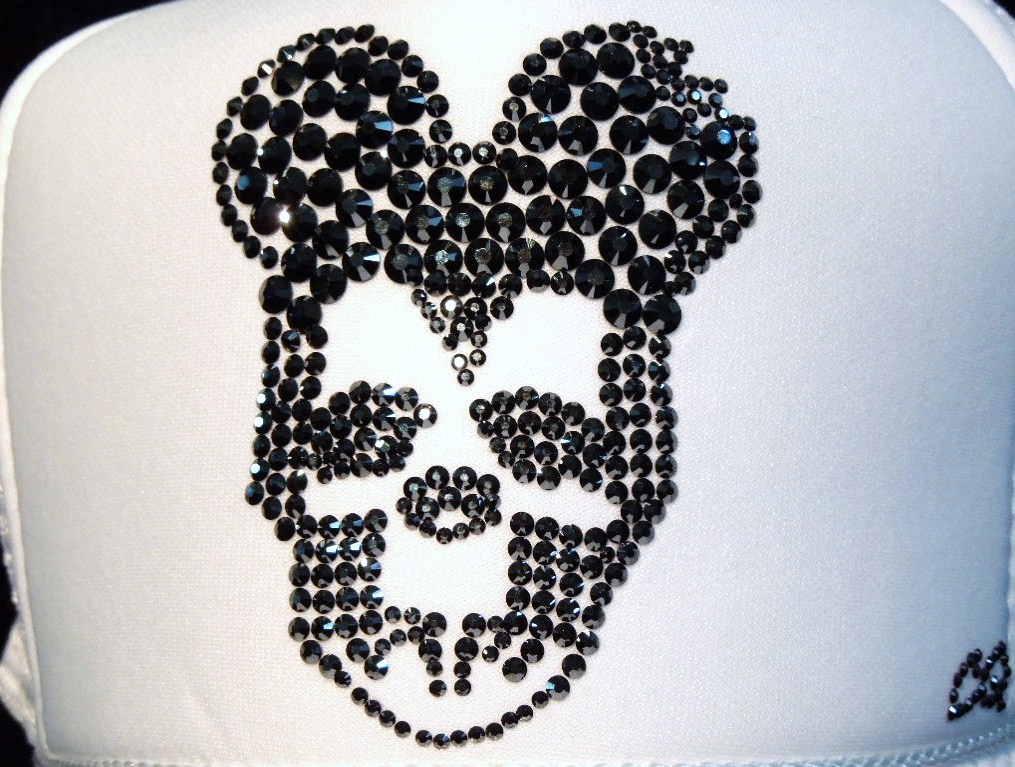 Skull mouse Swarovski cap White