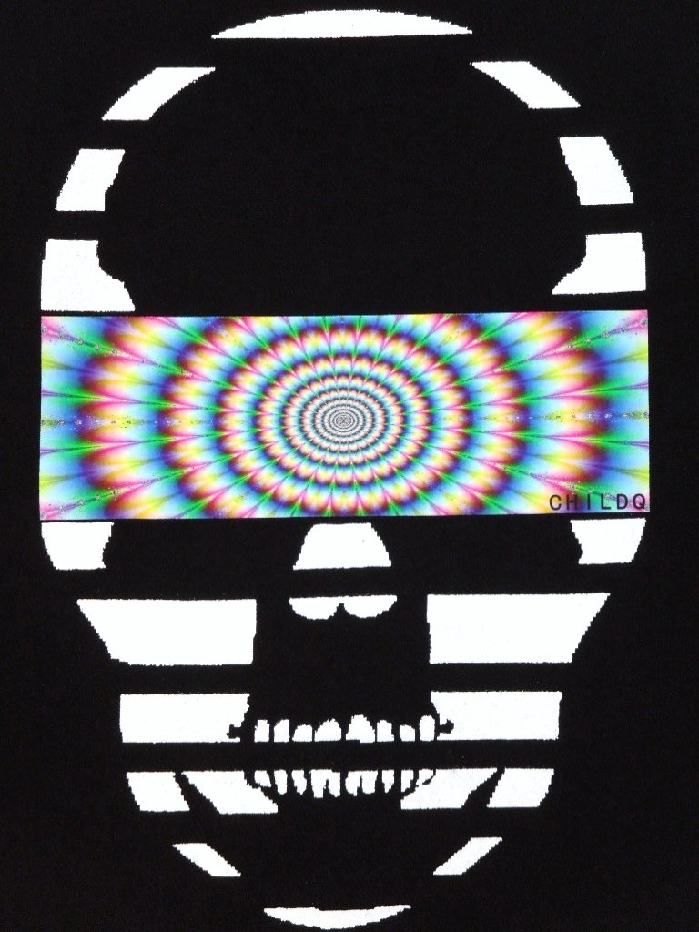 Skull psychedelic Long T-shirt black