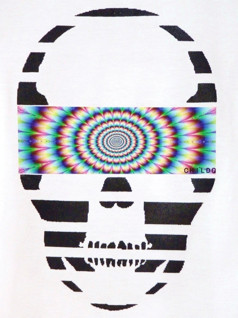 Skull psychedelic Long T-shirt white