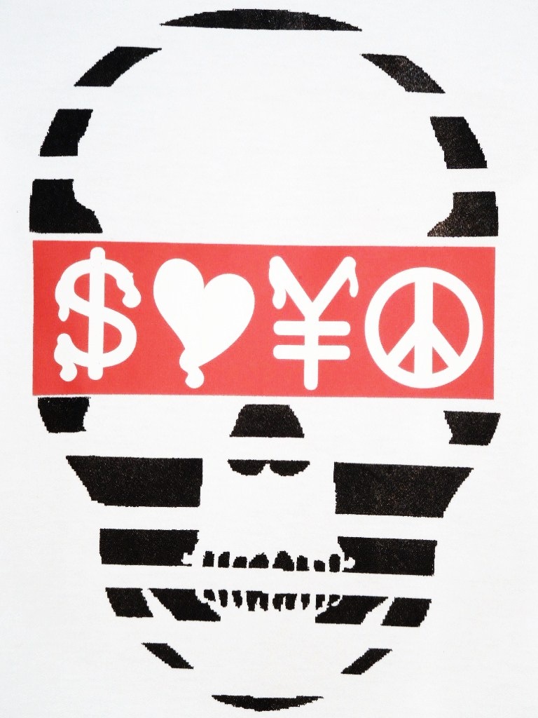 Skull marking Long T-shirt white