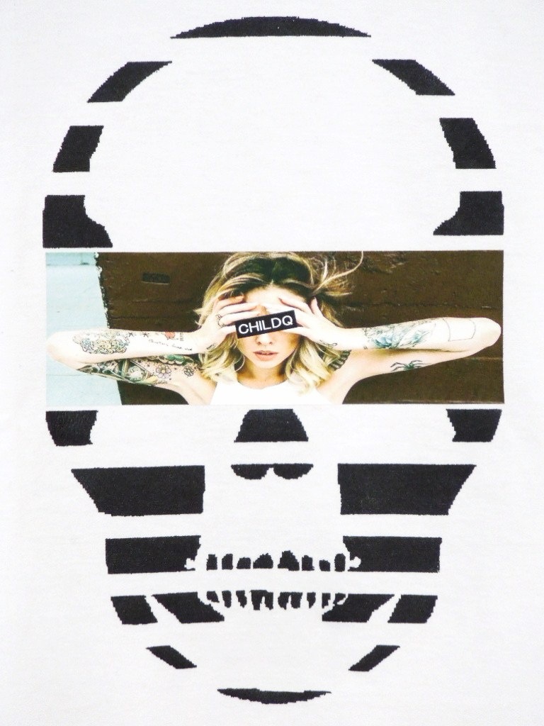Skull Tattoo Girl Long T-shirt white