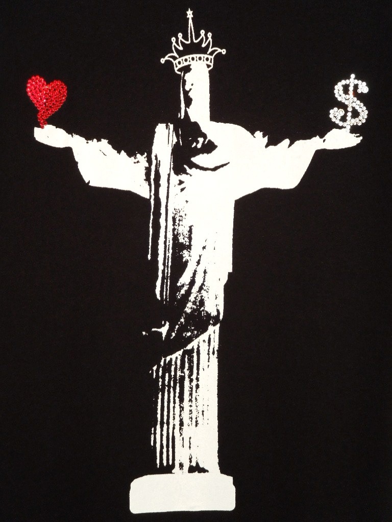Jesus Swarovski Long T-shirt black