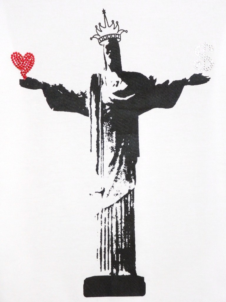 Jesus Swarovski Long T-shirt white